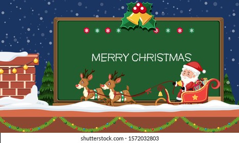 Christmas scene with Santa on sleigh illustration