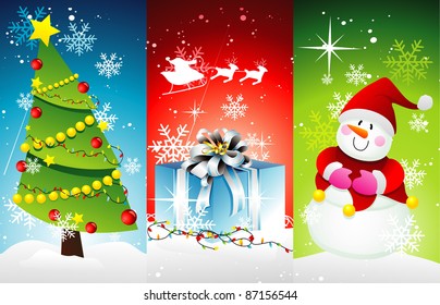 christmas scene with snowman vector