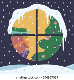 Christmas scene vector illustration