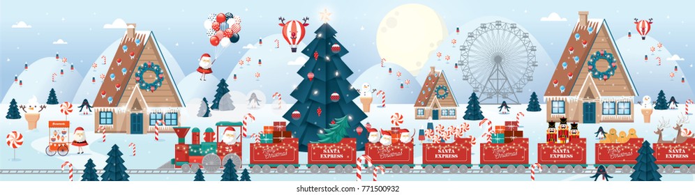 Christmas Scene/greetings Template Vector/illustration