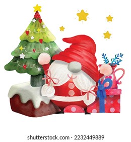 Christmas scenes santa claus, Merry Christmas and a happy new year illustrations for the winter holidays



