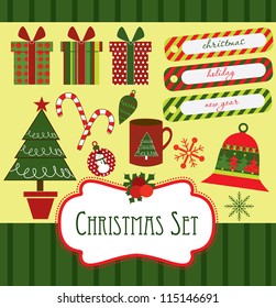 christmas scrapbook collection. vector illustration