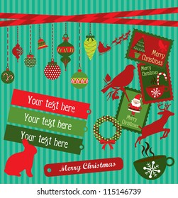 christmas scrapbook collection. vector illustration