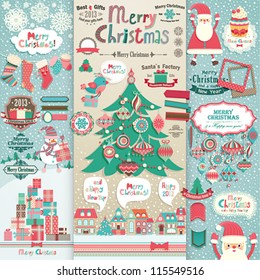 Christmas scrapbook elements. Vector illustration.