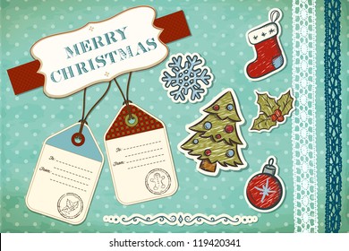Christmas scrapbook elements. Vector illustration eps10.