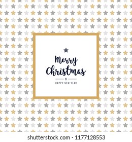 christmas scribble stars pattern golden card greeting text isolated white background