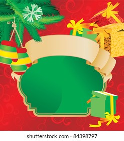 christmas scroll vintage vector illustration