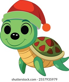 Christmas Sea Turtle with Santa Claus Hat 