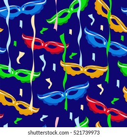 Christmas seamless background. Carnival mask.