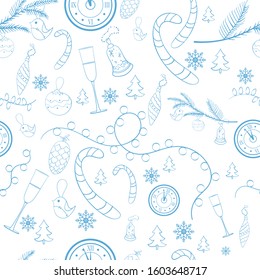 Christmas seamless background. Circuit. Vector illustration.