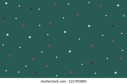 Christmas seamless background concept: cute and colorful stars with white snow ball. Design for happy new year and Christmas day. 