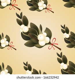 Christmas seamless background with evergreen mistletoe branches