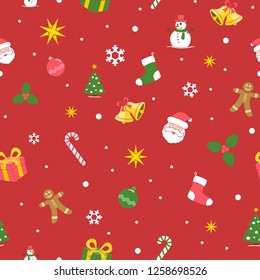 Christmas Seamless Background. Flat colors. Cartoon style design. Vector illustration with all elements sorted and grouped in layers for easy editing
