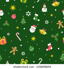 Christmas Seamless Background. Flat colors. Cartoon style design. Vector illustration with all elements sorted and grouped in layers for easy editing
