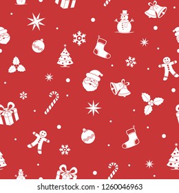 Christmas Seamless Background. Flat colors. Cartoon style design. Vector illustration with all elements sorted and grouped in layers for easy editing
