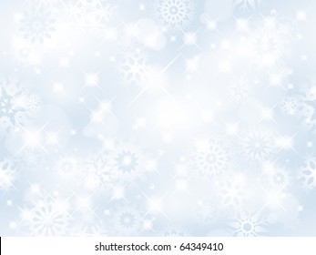 Christmas seamless background with glitter white snowflakes - vector background for continuous replicate.