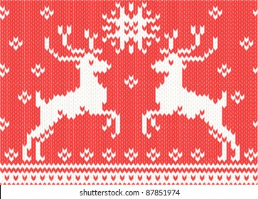 christmas seamless background. knitted deers