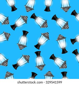 Christmas seamless background with lanterns, vector illustration