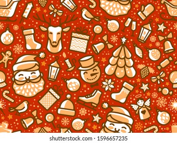 Christmas seamless background or pattern. Holiday vector illustration