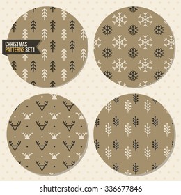 Christmas seamless background pattern set vector illustration