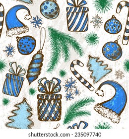 Christmas seamless background - sketched elements