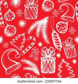 Christmas seamless background - sketched elements