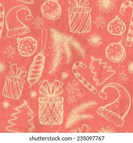 Christmas seamless background - sketched elements
