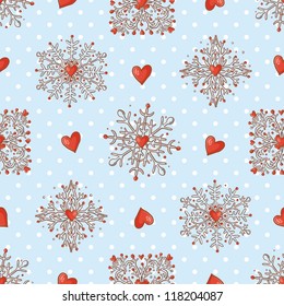 Christmas seamless background with snowflakes