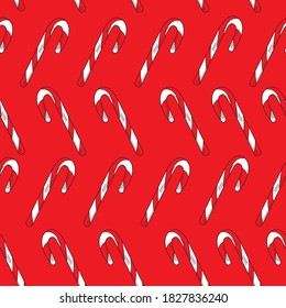 Christmas seamless background of sweets with colored stripes. New Year's pattern.Vector illustration.