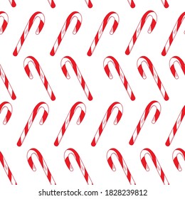 Christmas seamless background of sweets with colored stripes. New Year's pattern.Vector illustration.