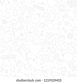 Christmas seamless background with Christmas symbols. White background