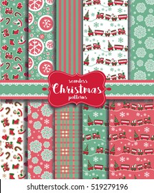 Christmas seamless background with traditional holiday symbols