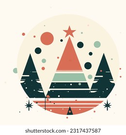 Christmas seamless background, Christmas tree and snowflakes. flat vector illustration.