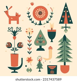 Christmas seamless background, Christmas tree and snowflakes. flat vector illustration.