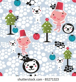 Christmas seamless background. Vector pattern for your holiday design.