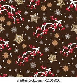 Christmas seamless background with winter branches