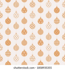 Christmas seamless ball pattern with golden and white balls. simple new year pattern Vector illustration