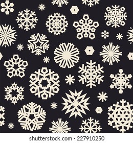 Christmas Seamless Black and White Pattern with a Snowflakes. Editable pattern in swatches.