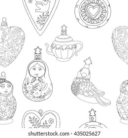 Christmas seamless black white pattern