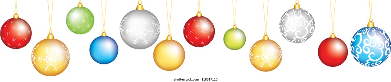 Christmas seamless border with baubles