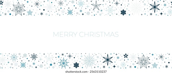 christmas seamless border with elegant colorful snowflakes