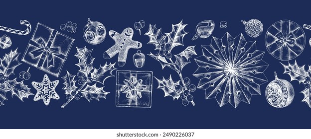 Christmas seamless border made with clipping mask