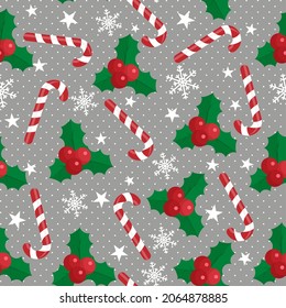 Christmas seamless candy and berries for print and web design Eps 10