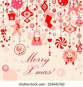 Christmas seamless card with funny toys