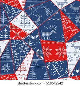 Christmas seamless colorful patchwork. Christmas pattern great choice for wrapping paper pattern or greeting card.