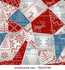 Christmas seamless colorful patchwork. Christmas pattern great choice for wrapping paper pattern or greeting card.