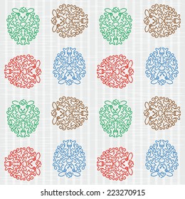 Christmas seamless colorful sheep with vintage style