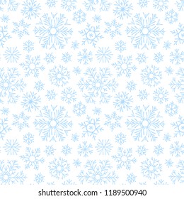 Christmas seamless doodle pattern with snowflakes.