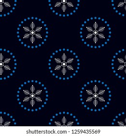 Christmas seamless doodle pattern with snowflakes. New Year print