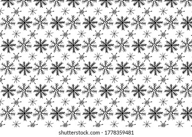 Christmas seamless doodle pattern with snowflakes.